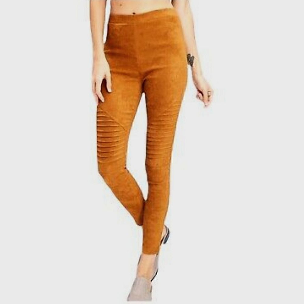 Rachel Moto Faux Suede Hi Rise Leggings